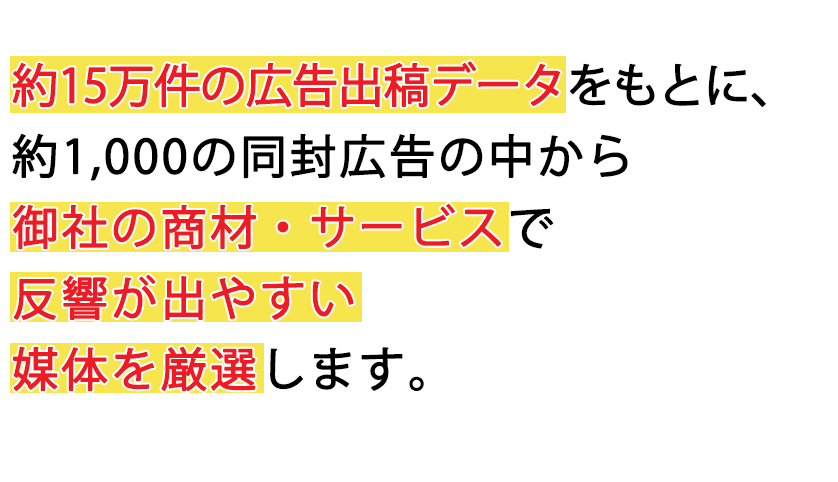 開封率が100％の同梱広告、同封広告なら高レスポンスを期待できます。